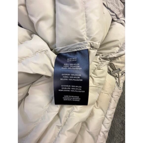 Tommy Hilfiger Mens Large Puffer Jacket White Navy Hooded Spellout Winter Coat - Picture 5 of 11